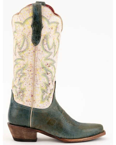 Image #2 - Ferrini Women's Candy Full-Grain Western Boots - Snip Toe , Teal, hi-res