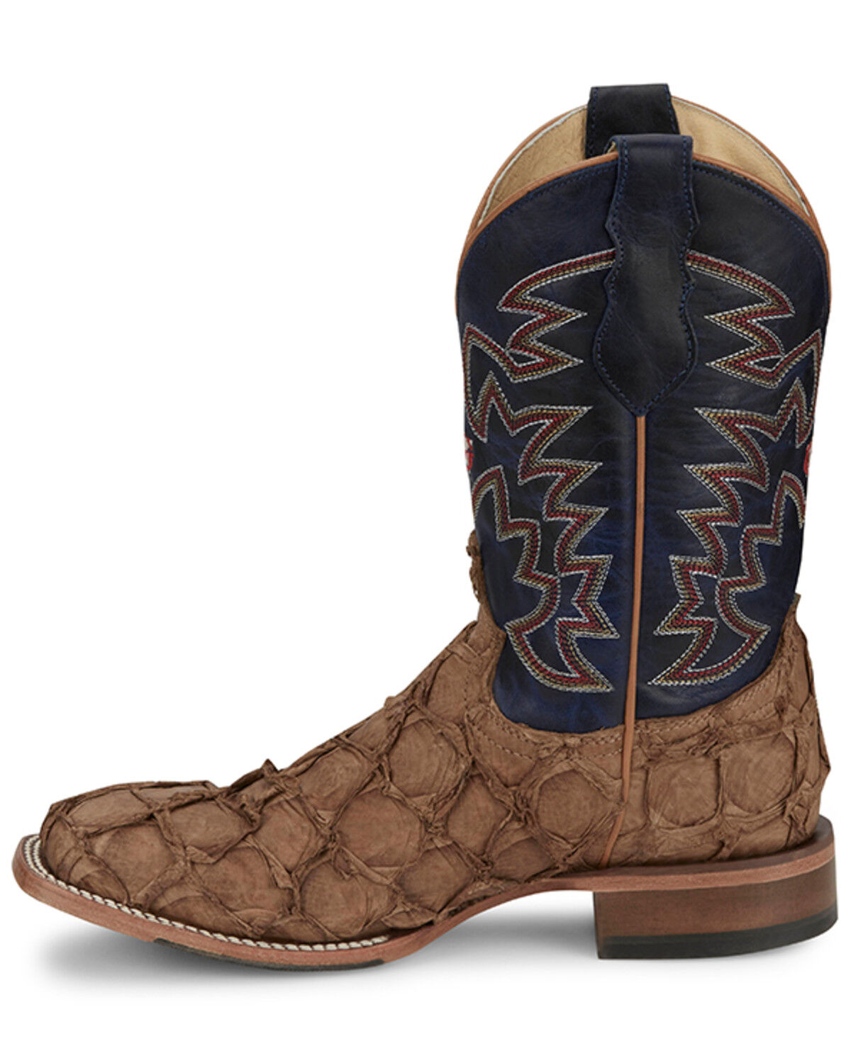 Image #3 - Justin Men's Ocean Front Exotic Pirarucu Western Boots - Broad Square Toe, Tan, hi-res