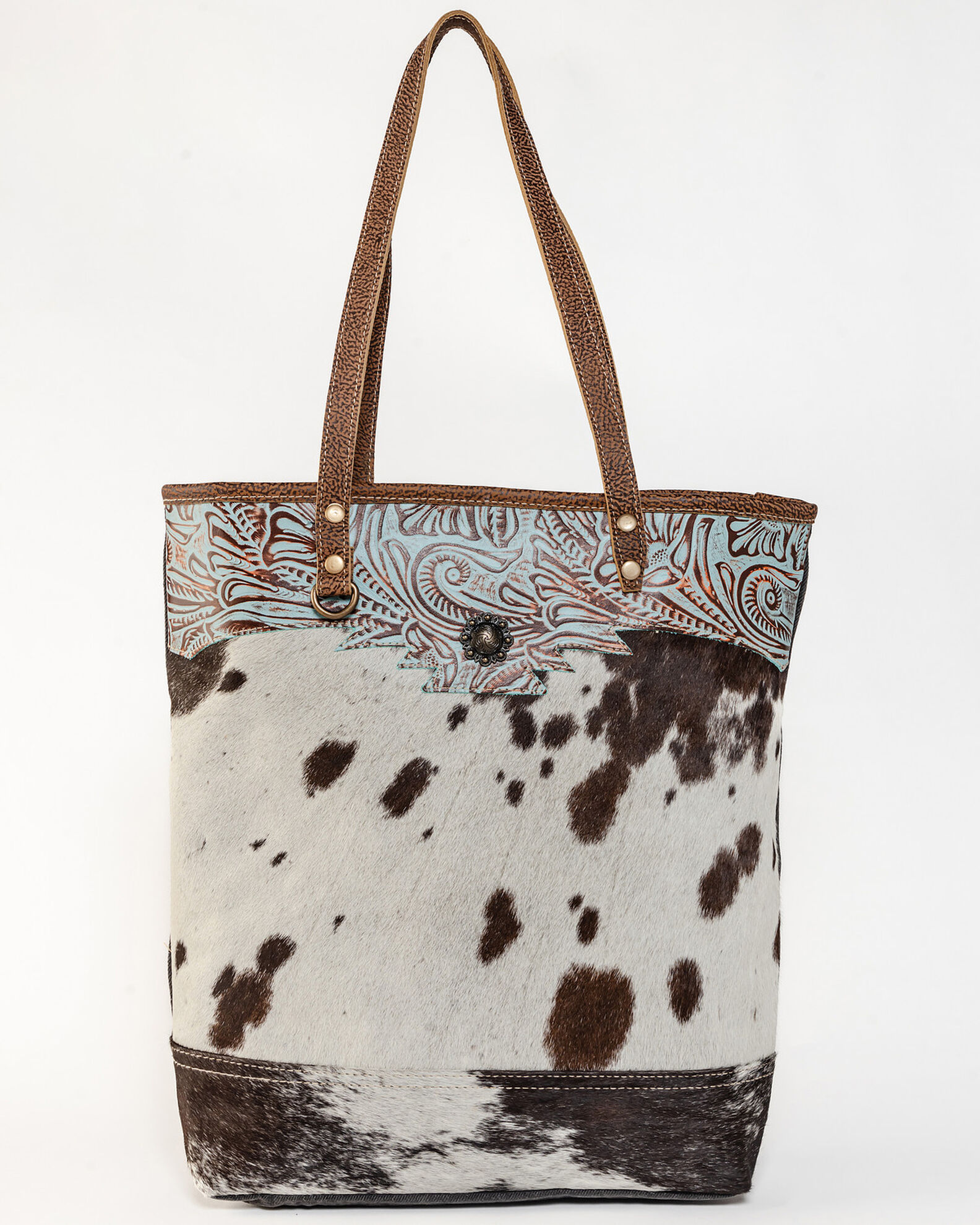 Image #1 - Myra Bag Women's Sooty Specks Canvas & Hair-On Tote, Black, hi-res