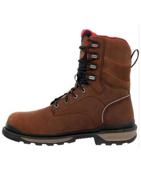 Image #3 - Rocky Men's Rams Horn Waterproof 8" Lace-Up Work Boots - Composite Toe , Brown, hi-res