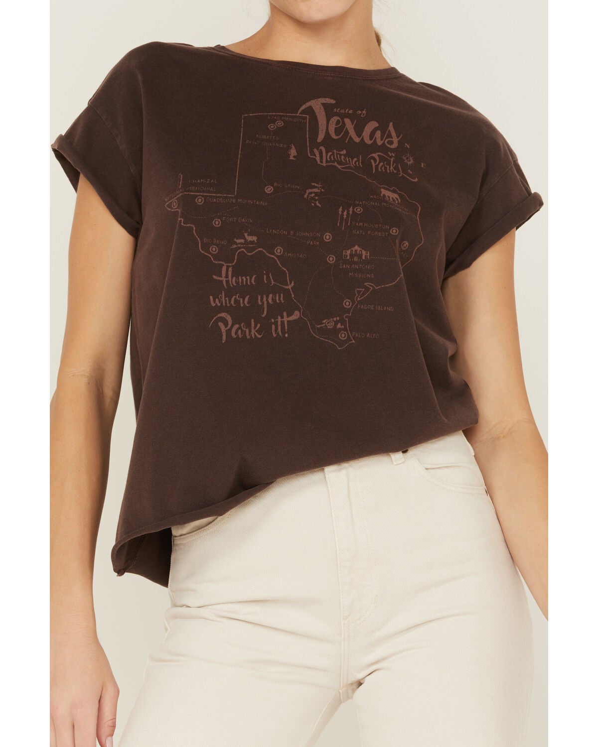 Image #3 - Cleo + Wolf Women's Texas Map Rolled Sleeve Graphic Tee, , hi-res