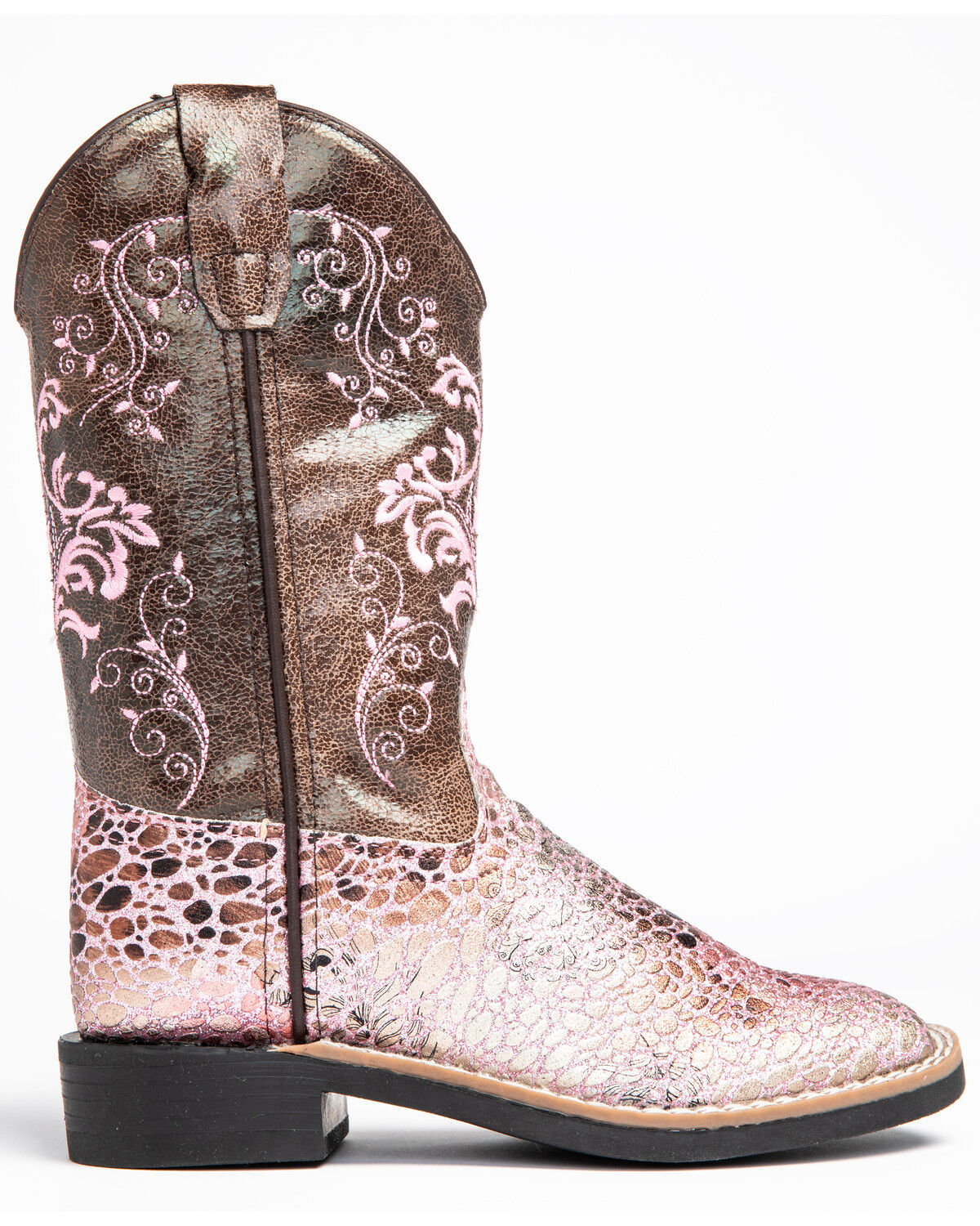 Image #2 - Shyanne Girls' Aria Faux Leather Western Boots - Square Toe, Pink, hi-res