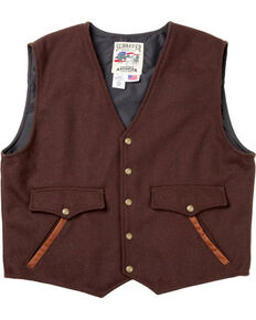 Schaefer Outfitter Men's Chocolate Stockman Melton Wool Vest , Chocolate, hi-res