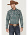Cody James Men's Creek Fancy Plaid Long Sleeve Snap Western Shirt , Blue, hi-res