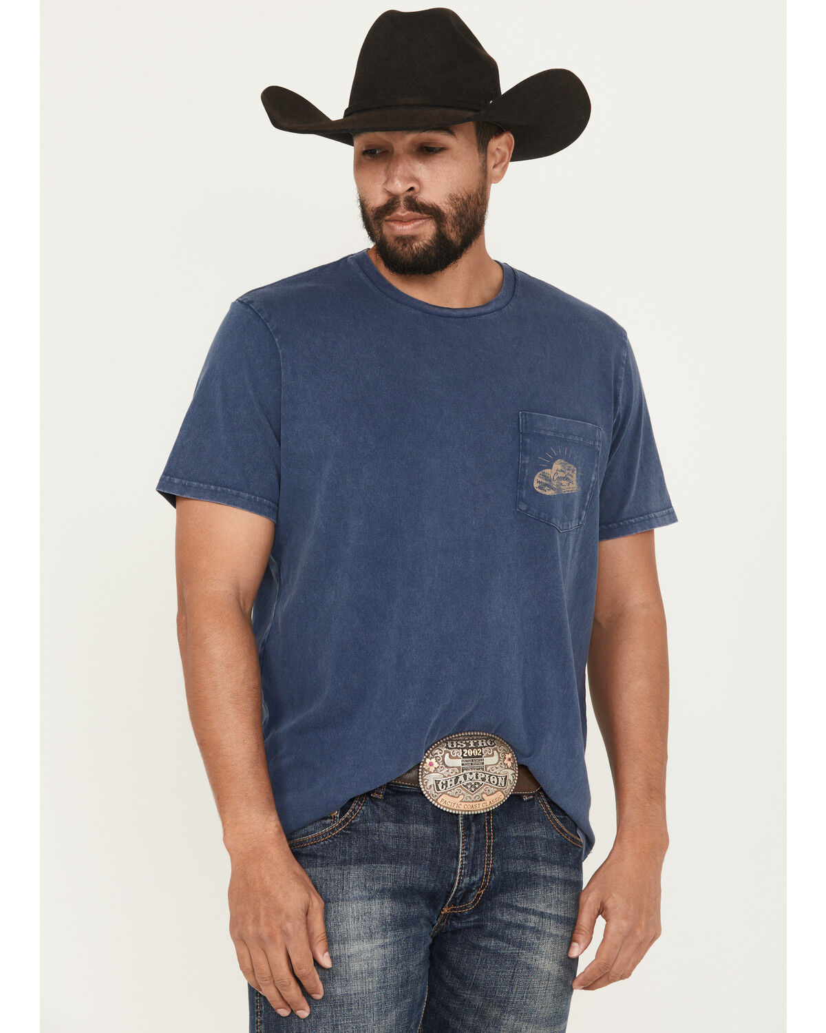 Image #1 - Wrangler Men's Long Live Cowboys Short Sleeve Graphic T-Shirt, Blue, hi-res