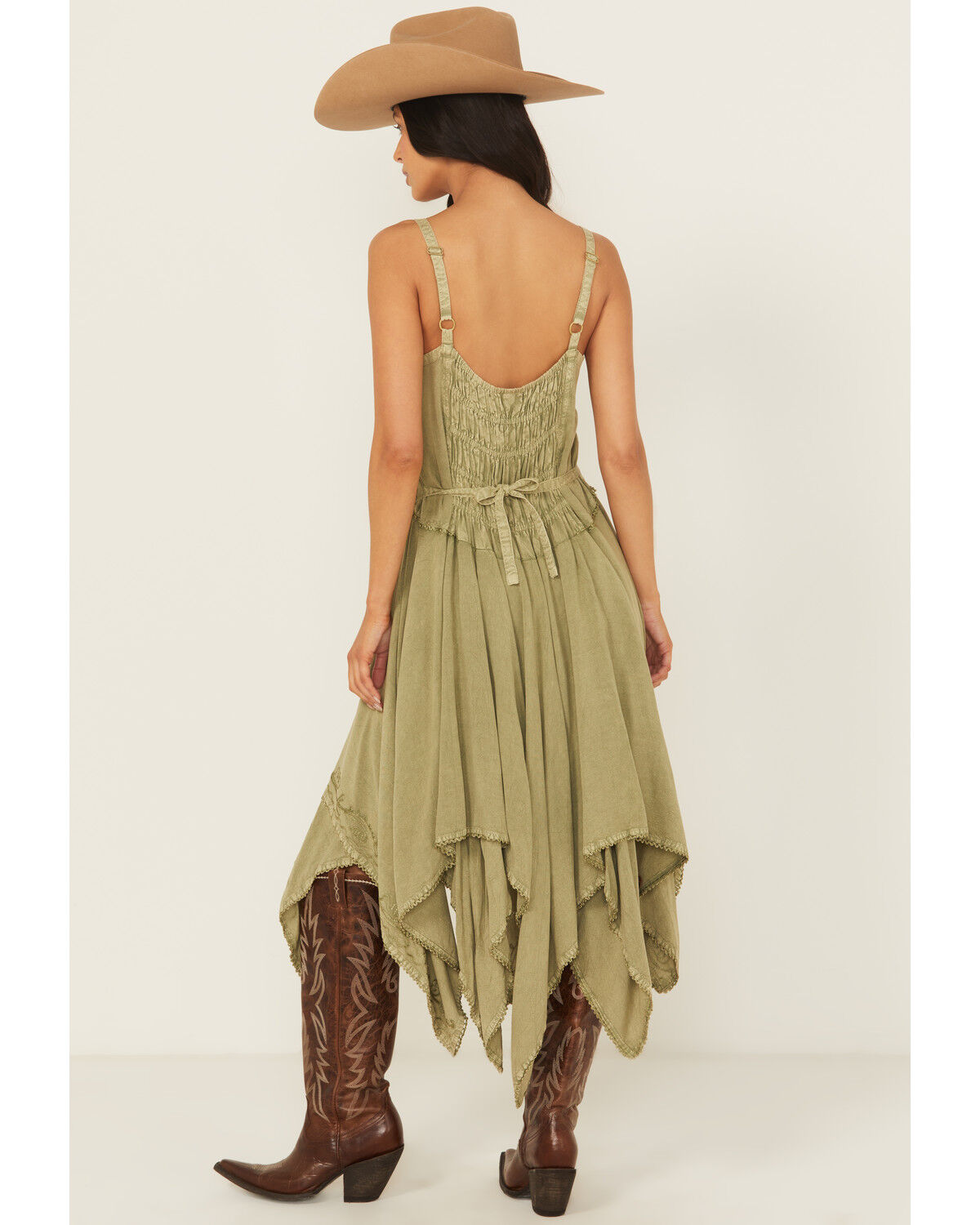 Image #4 - Scully Women's Sleeveless Hanky Hem Jacquard Midi Dress, Olive, hi-res