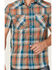 Image #3 - Pendleton Men's Frontier Plaid Print Short Sleeve Pearl Snap Western Shirt, Teal, hi-res