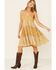 Talisman Women's Tiered Border Print Slip Dress, Mustard, hi-res