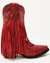 Image #2 - Dan Post Girls' Happy Trails Fringe Western Boots - Snip Toe, Red, hi-res