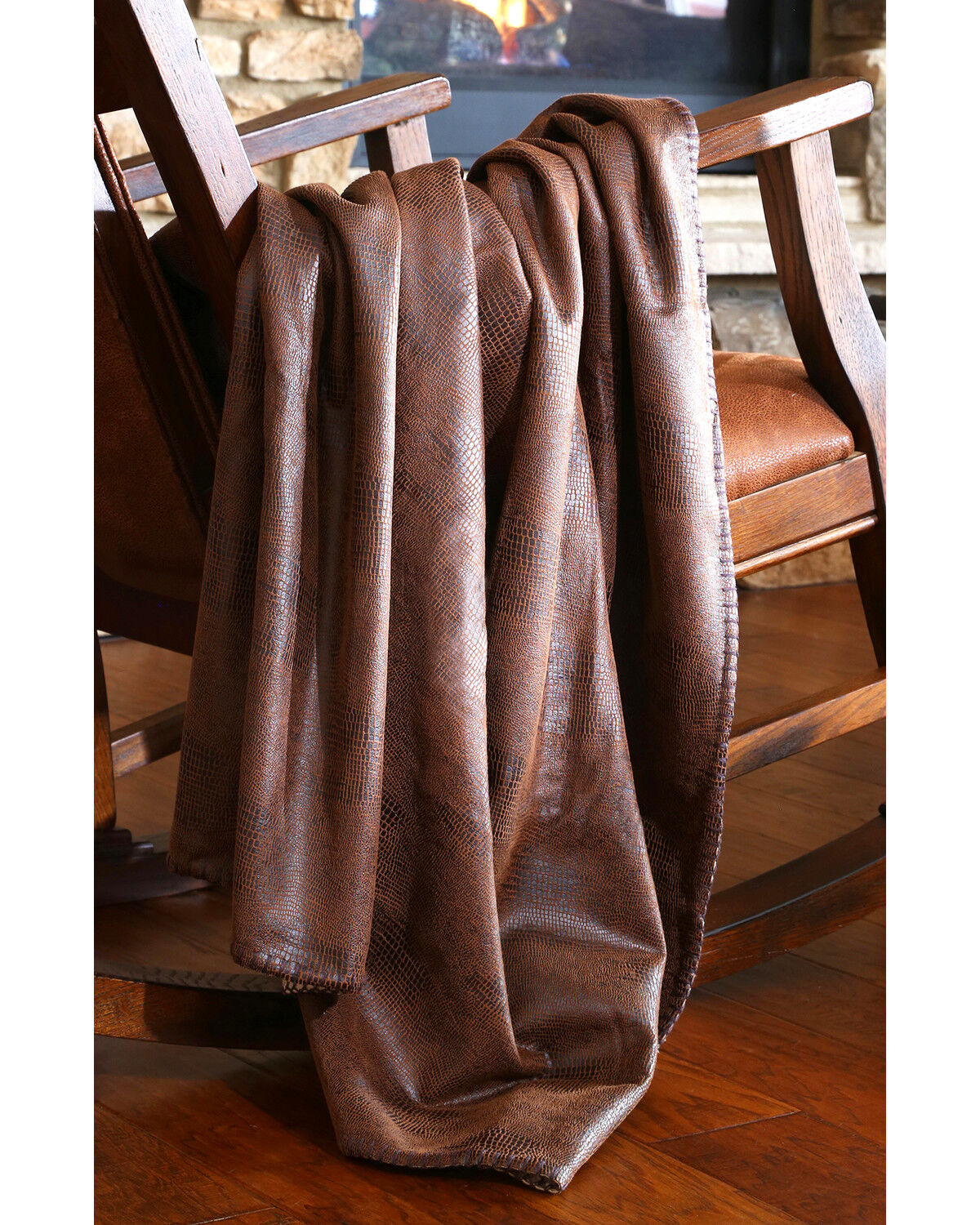 Image #1 - Carstens Crocodile Brown Throw Blanket, Brown, hi-res