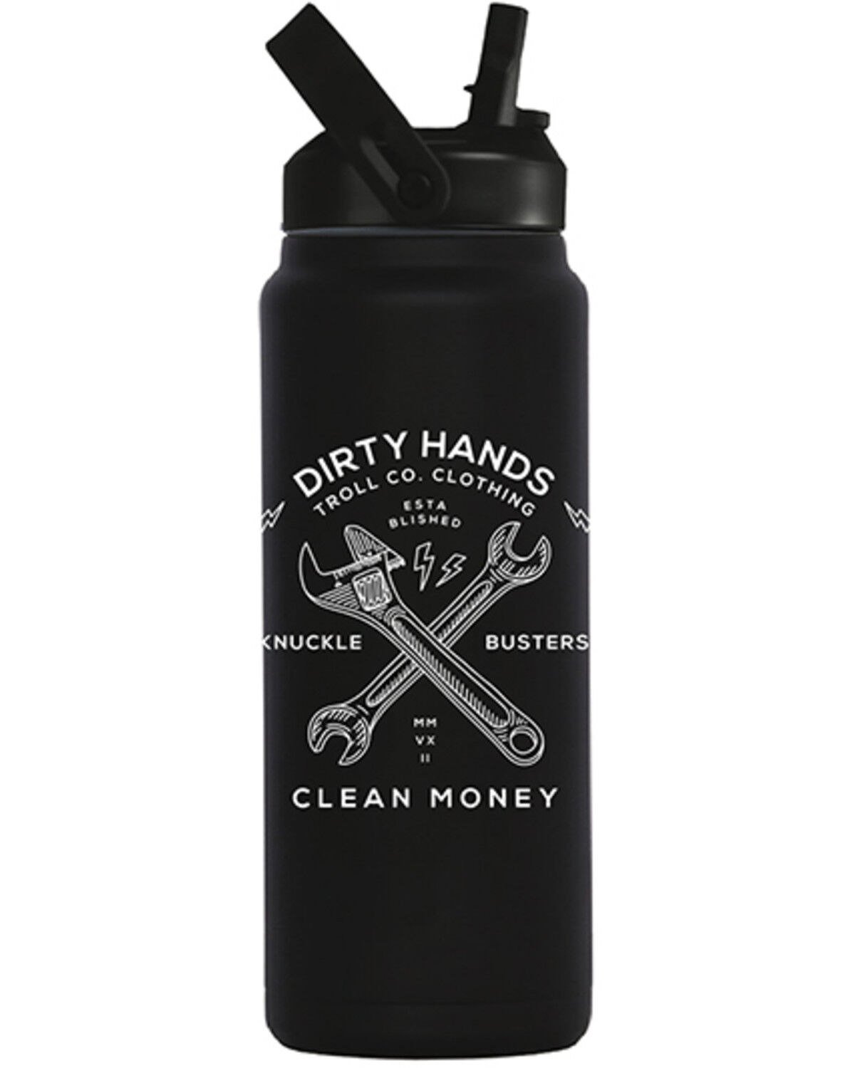 Image #1 - Troll Co Men's Outlaw 32oz Water Bottle With Straw Lid, Black, hi-res