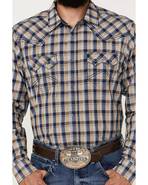 Image #3 - Cody James Men's Colt Plaid Print Long Sleeve Snap Western Shirt - Big , Navy, hi-res