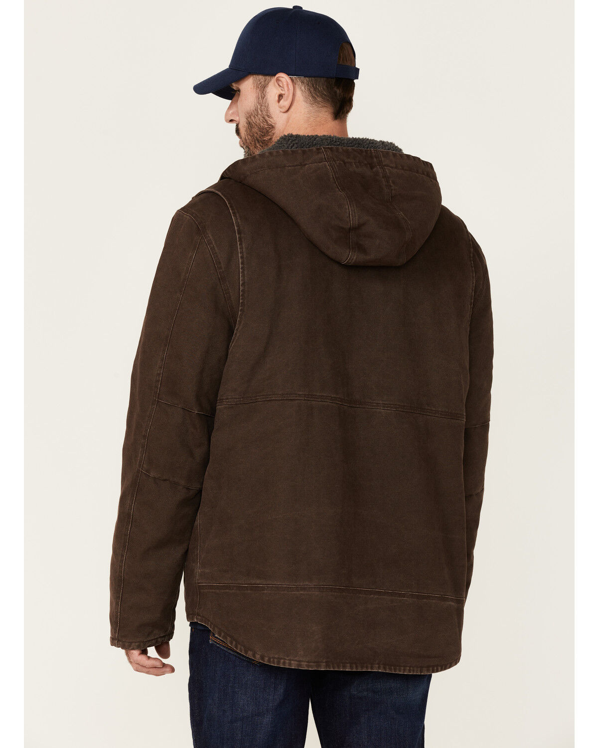 Image #4 - Hawx Men's Brown Castile Weathered Duck Hooded Zip-Front Insulated Work Jacket, Brown, hi-res