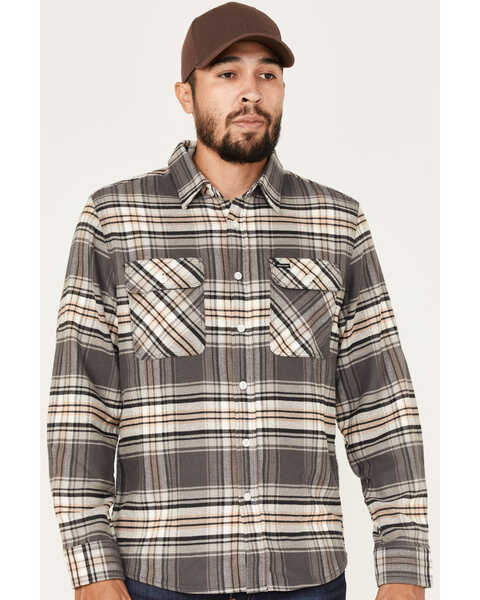 Image #2 - Brixton Men's Bowery Stretch Plaid Print Long Sleeve Utility Flannel Shirt, Charcoal, hi-res