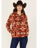 Image #1 - Ariat Women's Southwestern Print Berber Hooded Pullover, Rust Copper, hi-res
