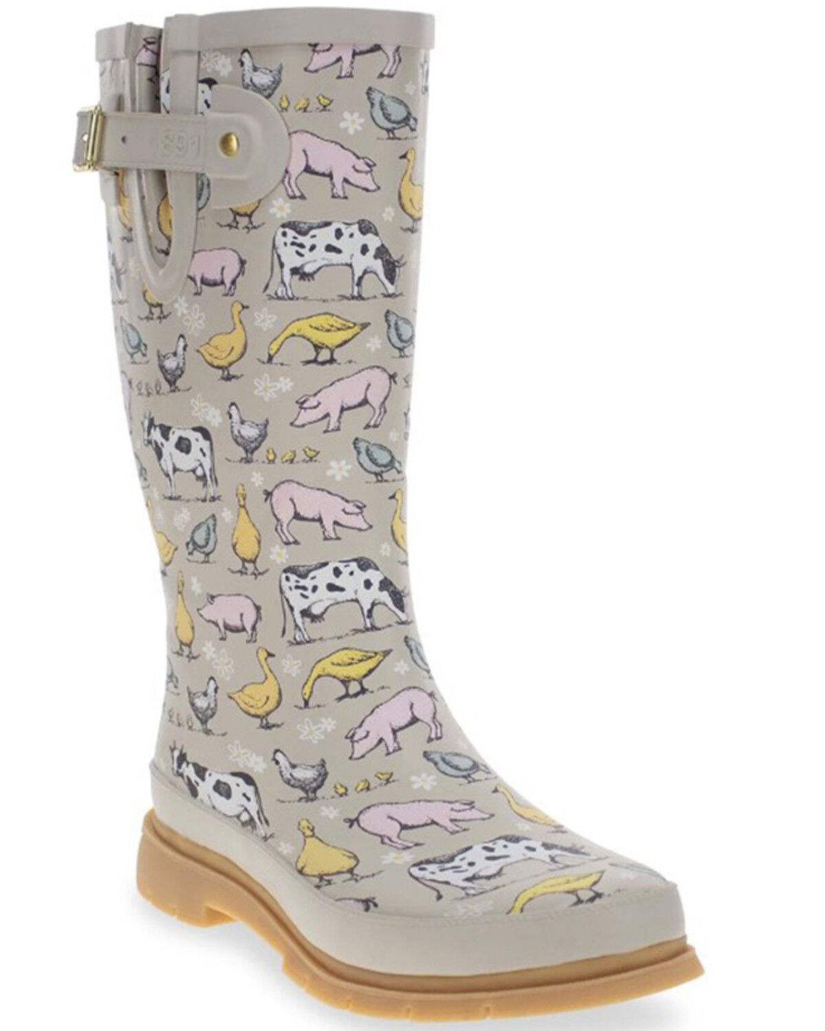 Image #1 - Western Chief Women's Farmhouse Tall Rain Boots - Round Toe, Taupe, hi-res