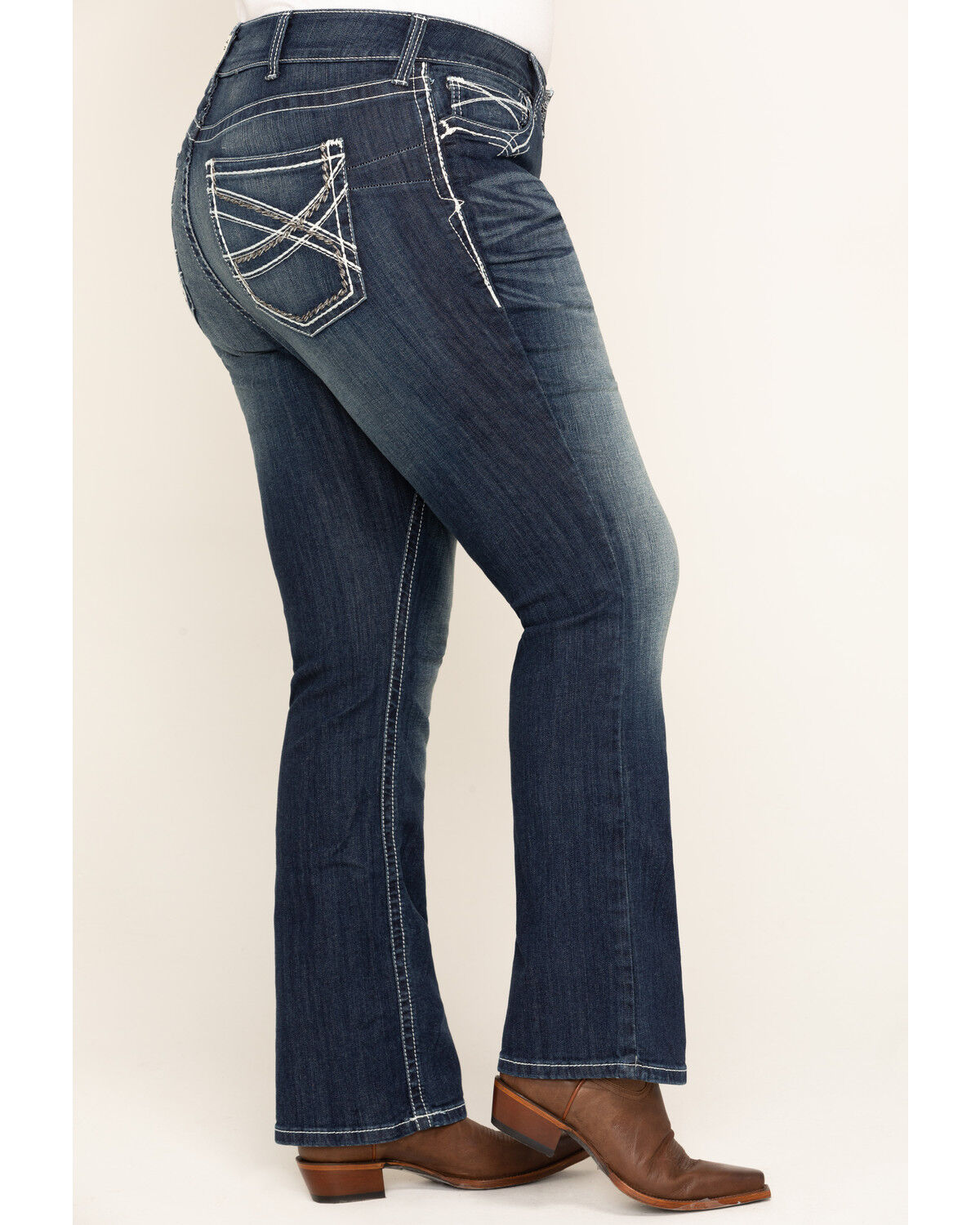Image #3 - Ariat Women's Mid Rise Bootcut Real Riding Jeans - Plus, Blue, hi-res
