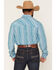 Image #4 - Panhandle Slim Men's Southwestern Striped Long Sleeve Pearl Snap Performance Stretch Western Shirt, Teal, hi-res