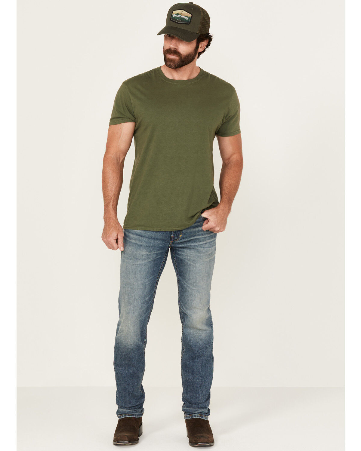 Image #1 - Moonshine Spirit Men's Bisbee Medium Wash Slim Straight Stretch Denim Jeans, Medium Wash, hi-res