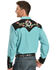 Image #3 - Scully Men's Rose & Horseshoe Embroidered Retro Long Sleeve Western Shirt - Big & Tall, Turquoise, hi-res