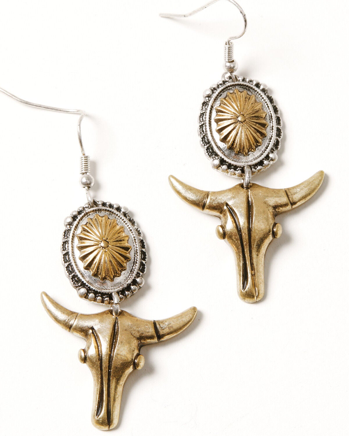 Image #1 - Idyllwind Women's Archer Steer Head Concho Earrings, Gold, hi-res