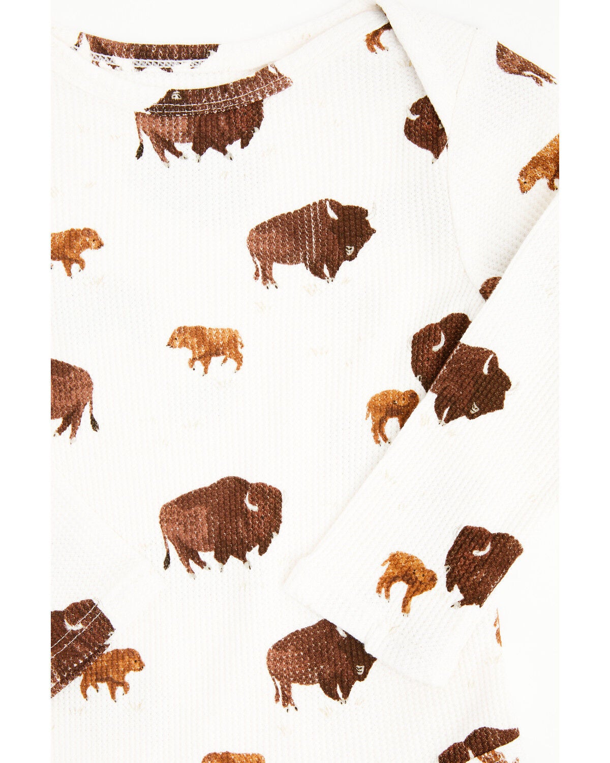 Image #2 - Angel Dear Infant Boys' Bison Print Long Sleeve Snap Onesie, Ivory, hi-res