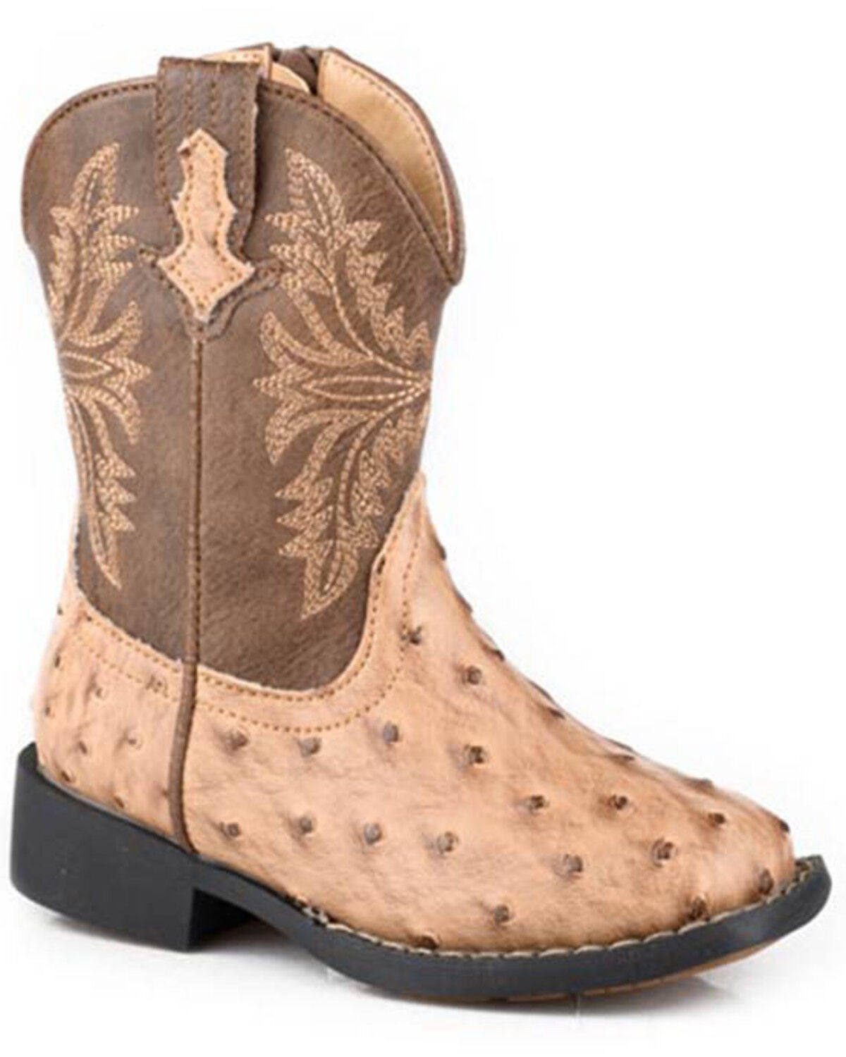 Roper Toddler Boys' Jed Western Boots - Broad Square Toe, Tan, hi-res