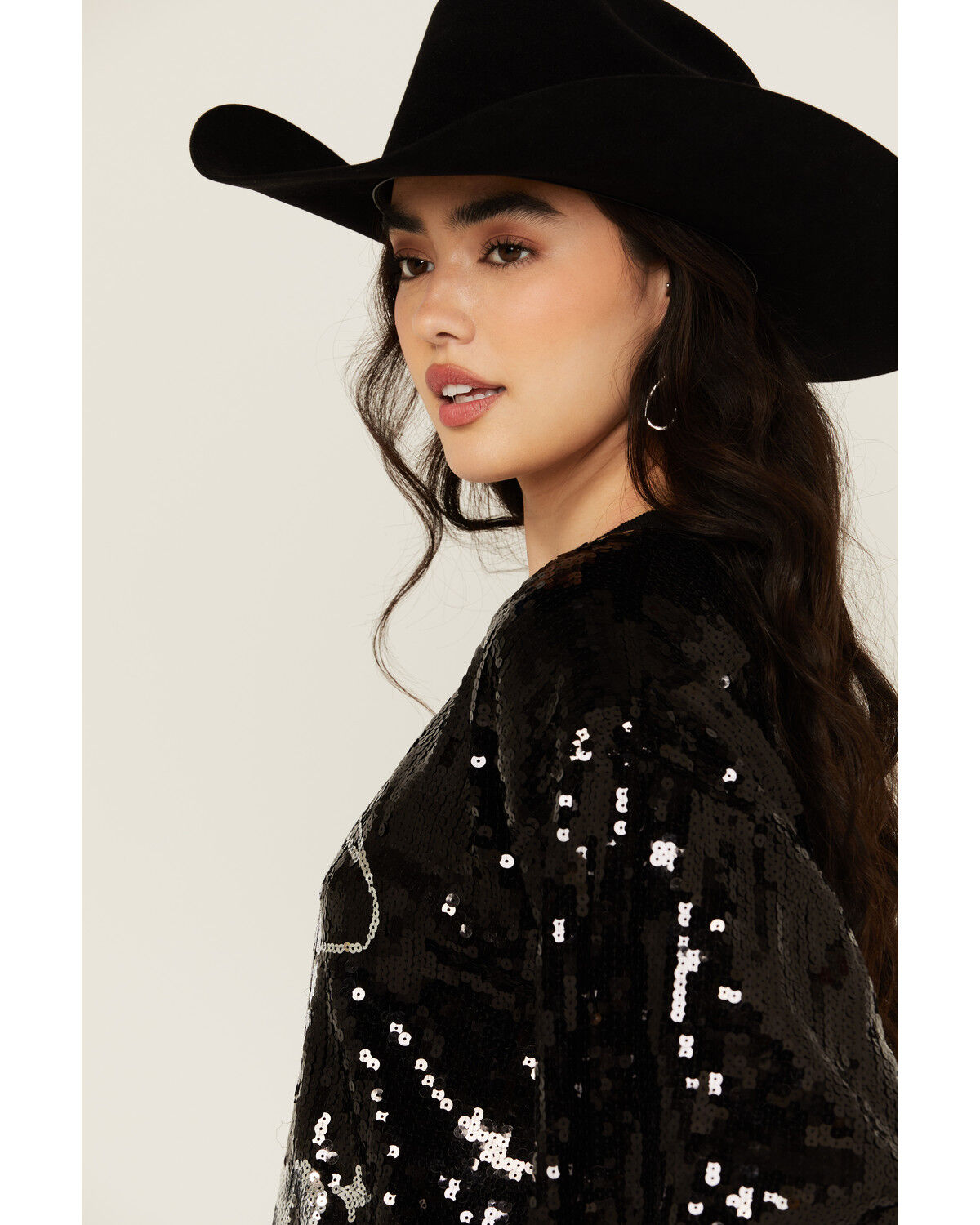 Image #2 - Mainstrip Women's Disco Cowgirl Sequins Short Sleeve Graphic Tee, Black, hi-res