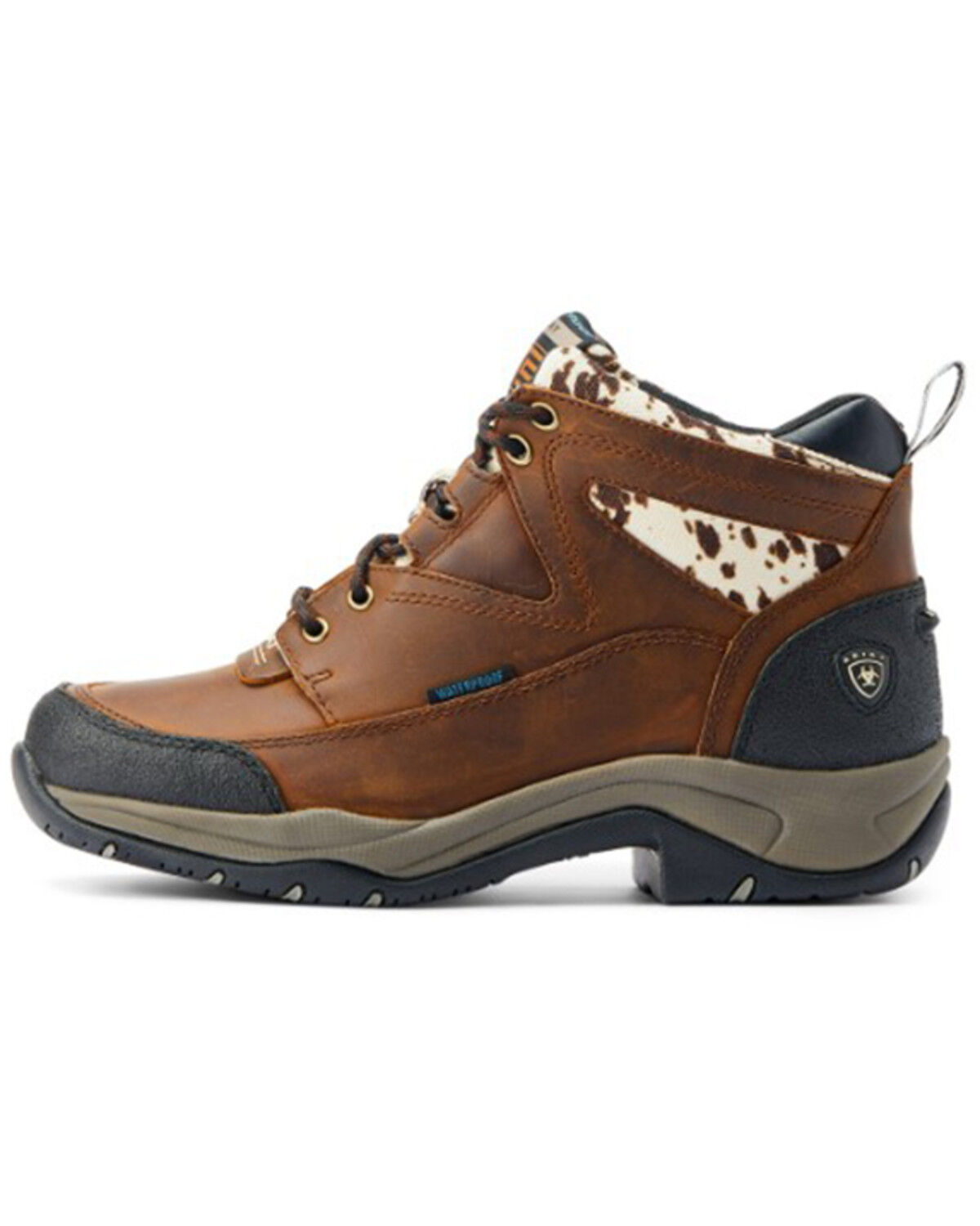 Image #2 - Ariat Women's Cow Print Terrain Waterproof Boots - Soft Toe, Brown, hi-res