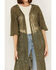 Image #3 - Shyanne Women's Geo Print Lace Short Sleeve Kimono, Olive, hi-res