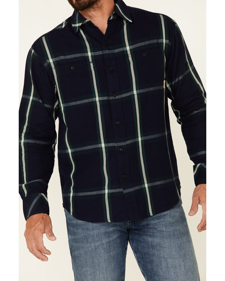 Resistol Men's Glenn Heights Large Plaid Long Sleeve Button-Down Western Shirt , Navy, hi-res
