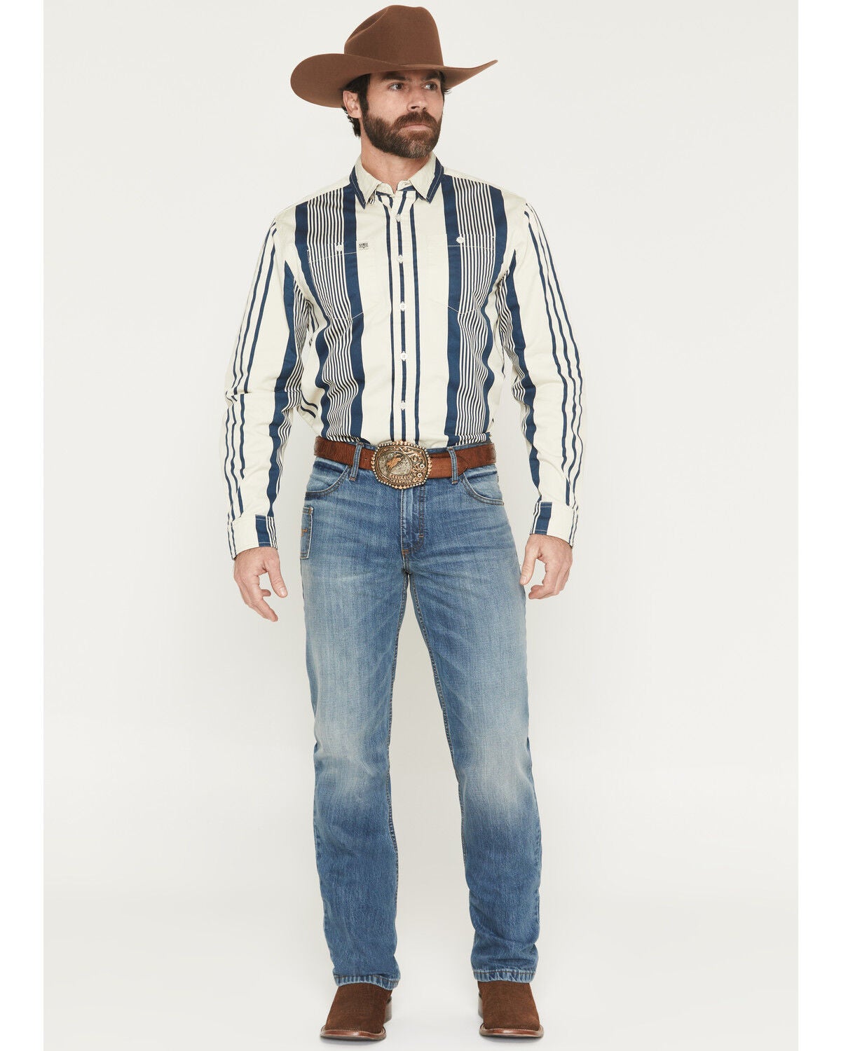 Product Name: Kimes Ranch Men's Light Wash Barney Mid Rise Slim Bootcut Rigid Denim Jeans