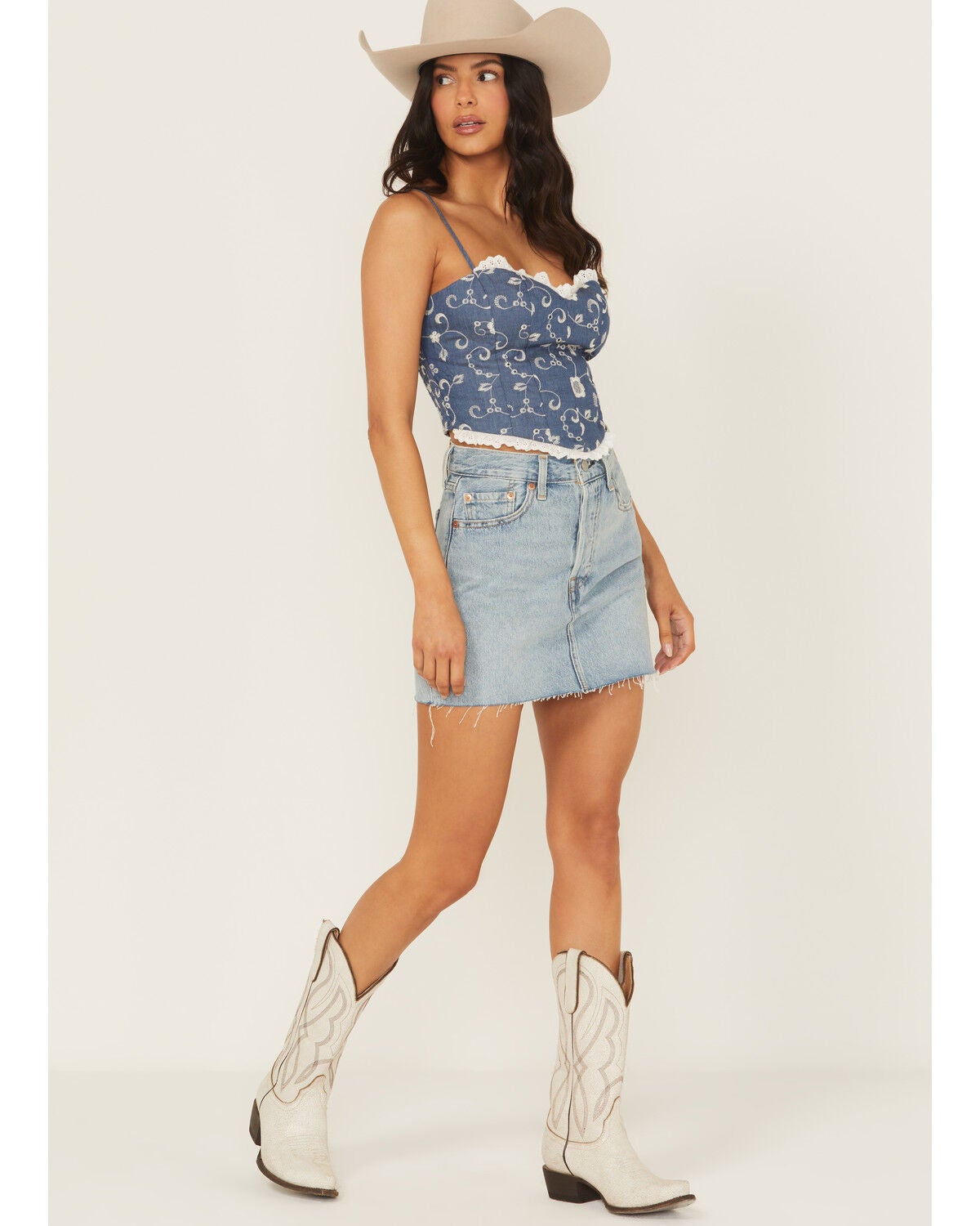 Levi's Women's Icon Light Wash Raw Hem Denim Mini Skirt, Blue, hi-res