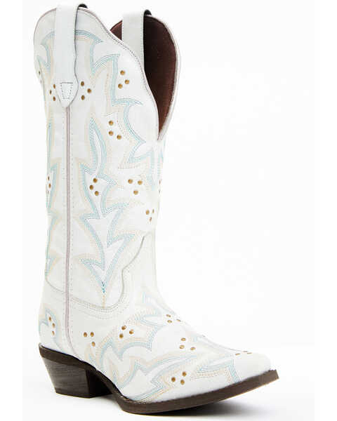 Laredo Women's Adrian 12" Wide Calf Western Boots - Snip Toe, White, hi-res