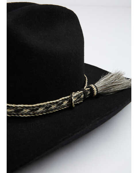 Image #1 - Austin Accent Horsehair Tassel Hat Band, Black/white, hi-res