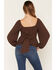 Image #4 - Originality Women's Boot Barn Exclusive Emma Double Layer Peplum Top, Brown, hi-res
