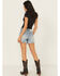 Image #3 - Grace In LA Women's Embellished Light Wash Mid Rise Cutoff Stretch Denim Shorts, Light Wash, hi-res