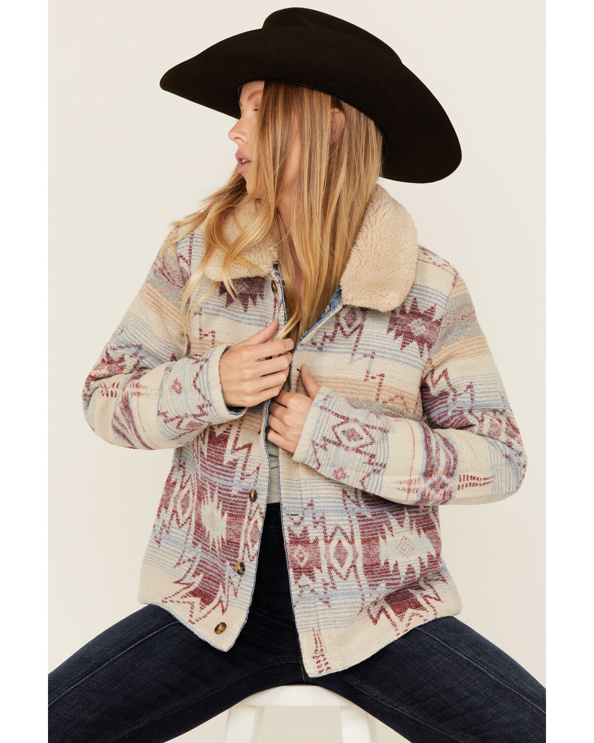 Image #1 - Idyllwind Women's Diamondhead Reversible Denim Blanket Jacket, Dark Wash, hi-res