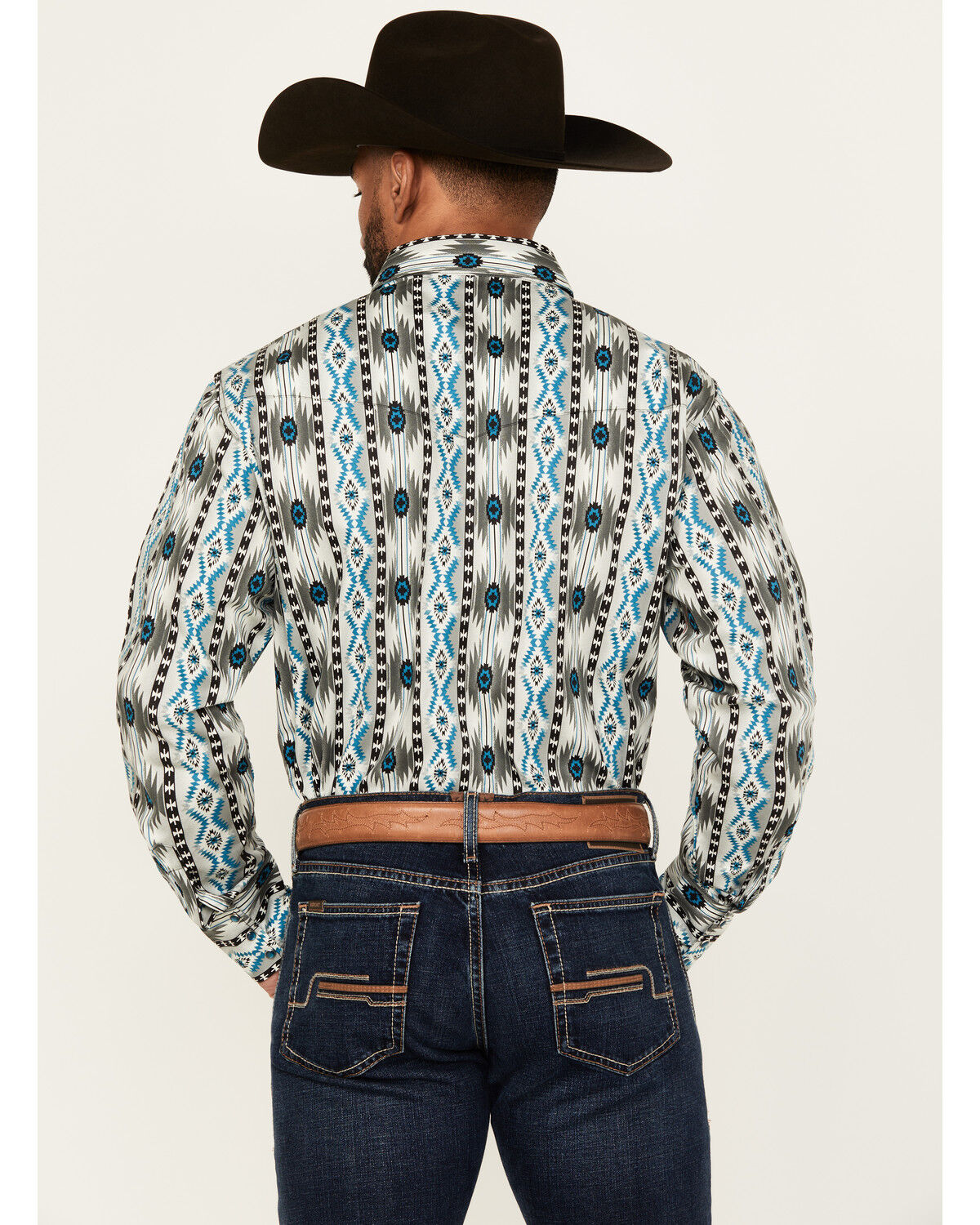 Image #4 - Wrangler Men's Checotah Southwestern Print Long Sleeve Snap Western Shirt, Multi, hi-res