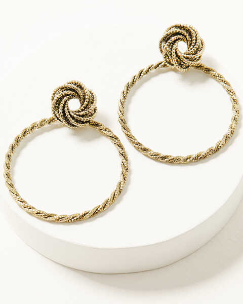 Image #1 - Shyanne Women's Soleil Rope Gold Hoop Earrings, Gold, hi-res