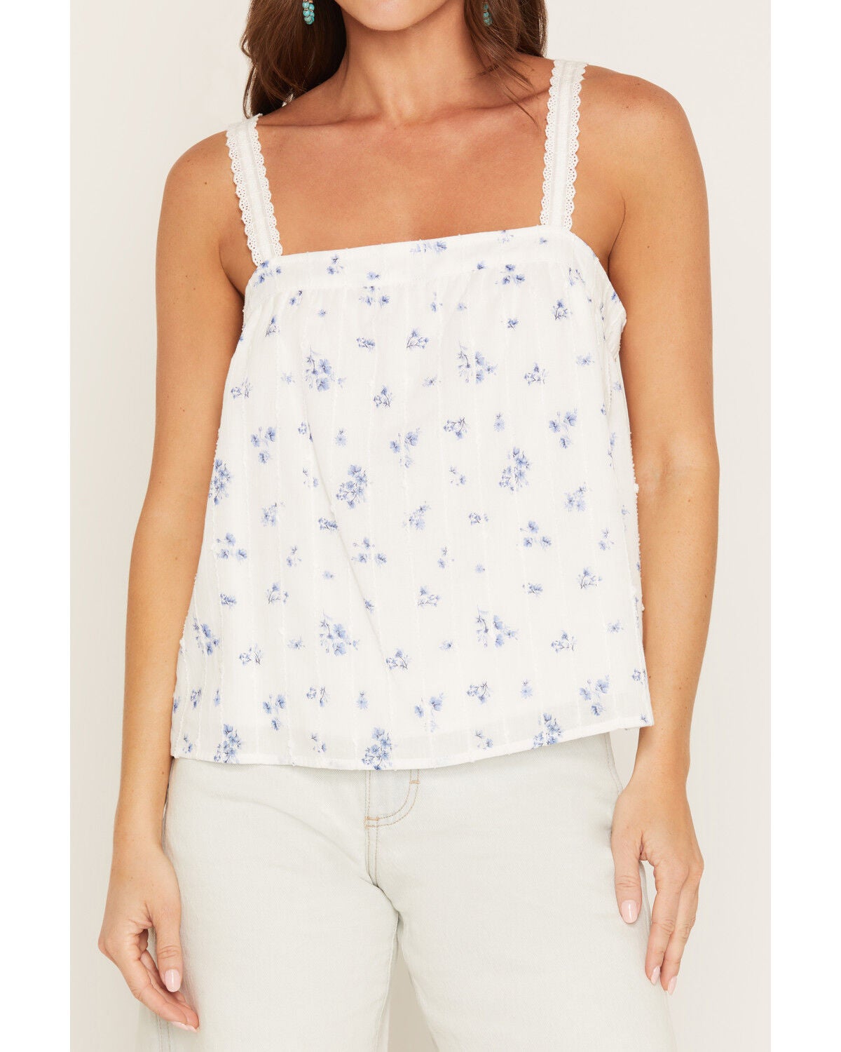 Image #3 - Lovestitch Women's Floral Print Tank Top, White, hi-res