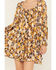 Image #3 - Wild Moss Women's Floral Print Long Sleeve Mini Dress, Mustard, hi-res