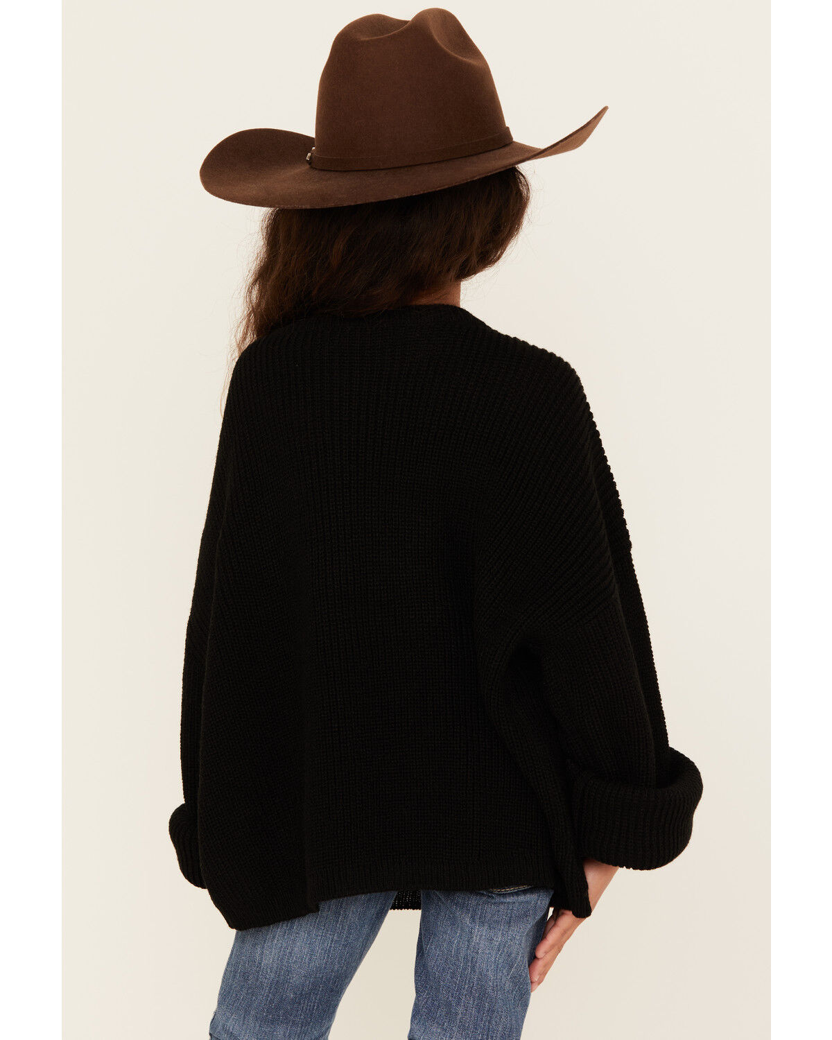 Image #4 - Rock & Roll Denim Girls' Howdy Sweater, Black, hi-res