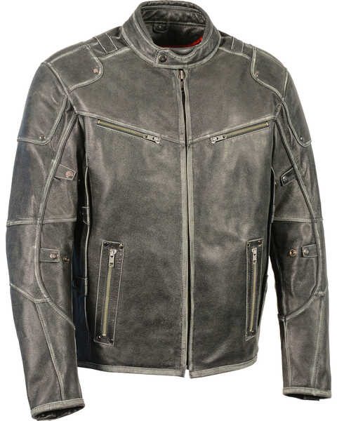 Image #1 - Milwaukee Leather Men's Vintage Distressed Triple Vented Jacket - 5X, Grey, hi-res