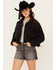 Image #2 - Blue B Women's Rhinestone Studded Cropped Denim Jacket, Black, hi-res
