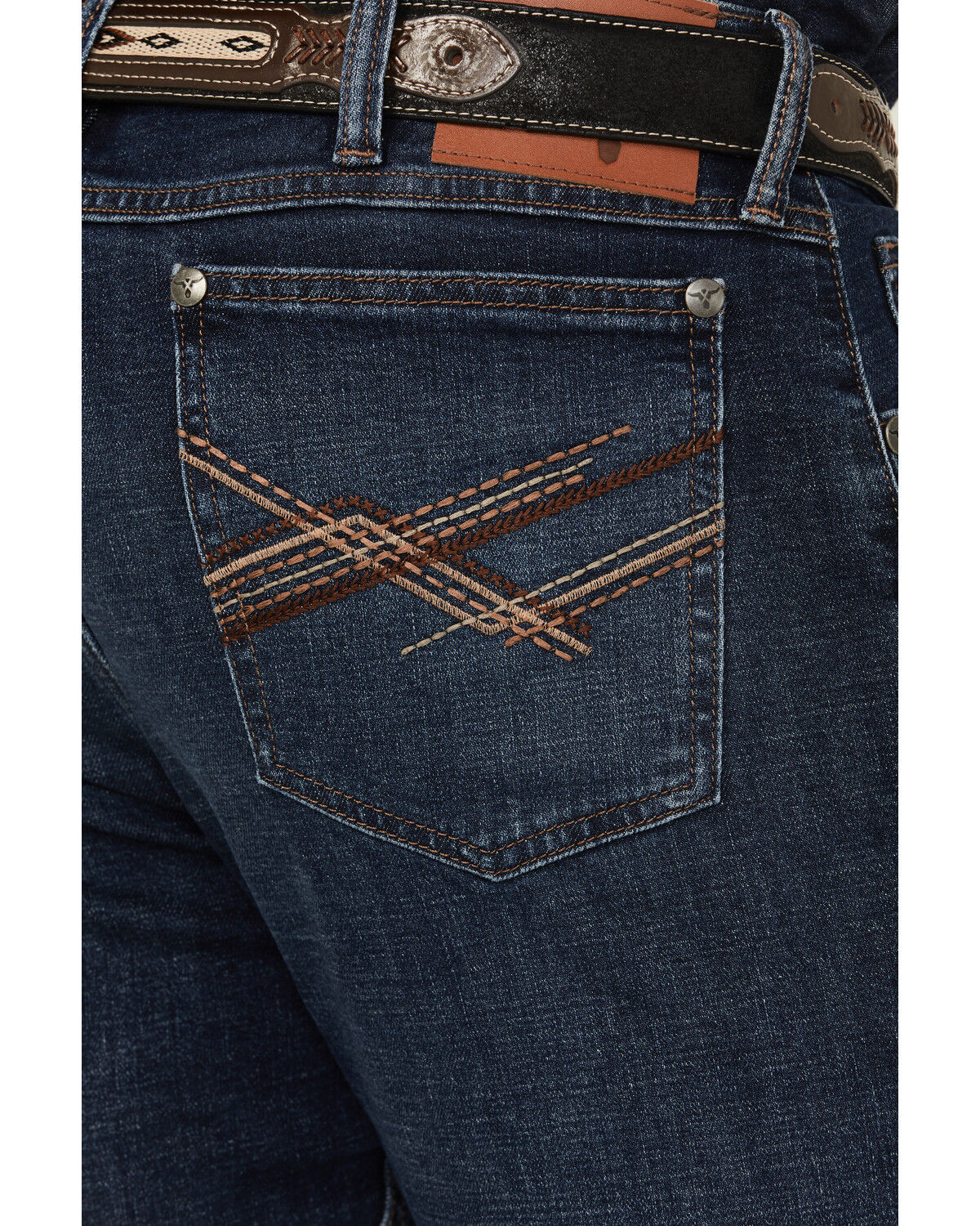 Image #4 - Wrangler 20X Men's Stirrup Dark Wash Slim Bootcut Stretch Denim Jeans - Tall, Dark Wash, hi-res
