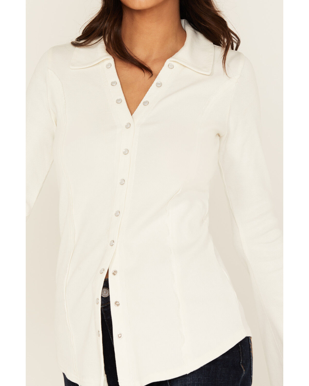 Image #3 - Idyllwind Women's Ravenwood Solid Long Sleeve Snap Shirt, Ivory, hi-res