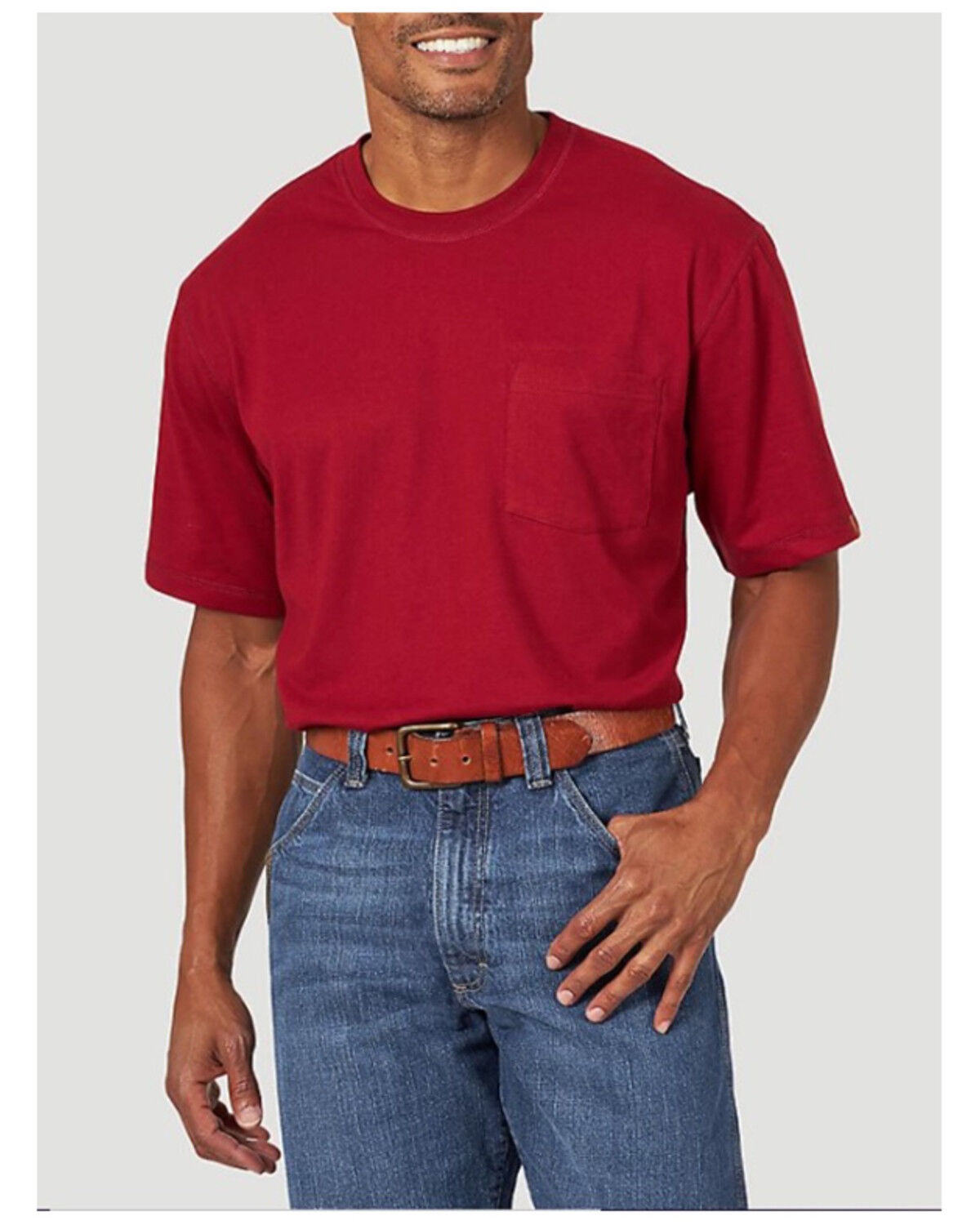 Image #1 - Wrangler Riggs Men's Performance Pocket Work T-Shirt, Red, hi-res