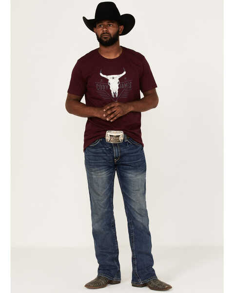 Image #2 - Cody James Men's Texas Coast Skull Logo Graphic Short Sleeve T-Shirt , Burgundy, hi-res