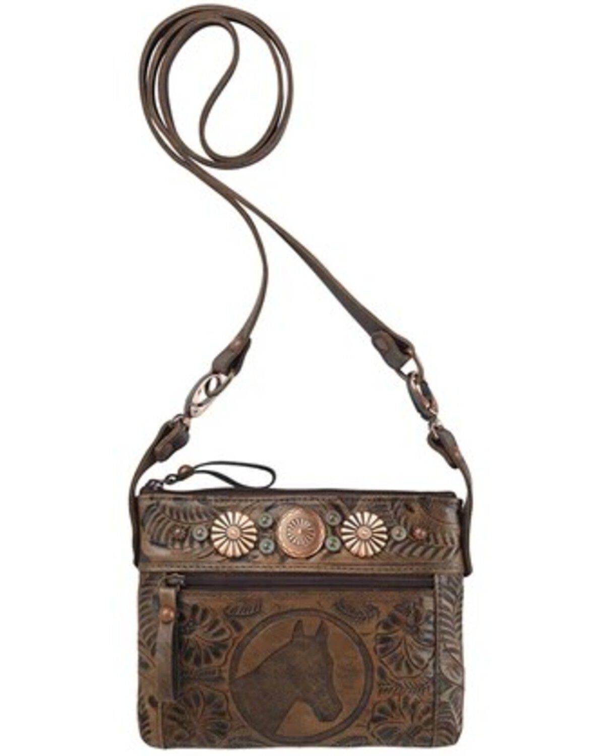 Image #1 - American West Women's Western Crossbody Bag, Distressed Brown, hi-res